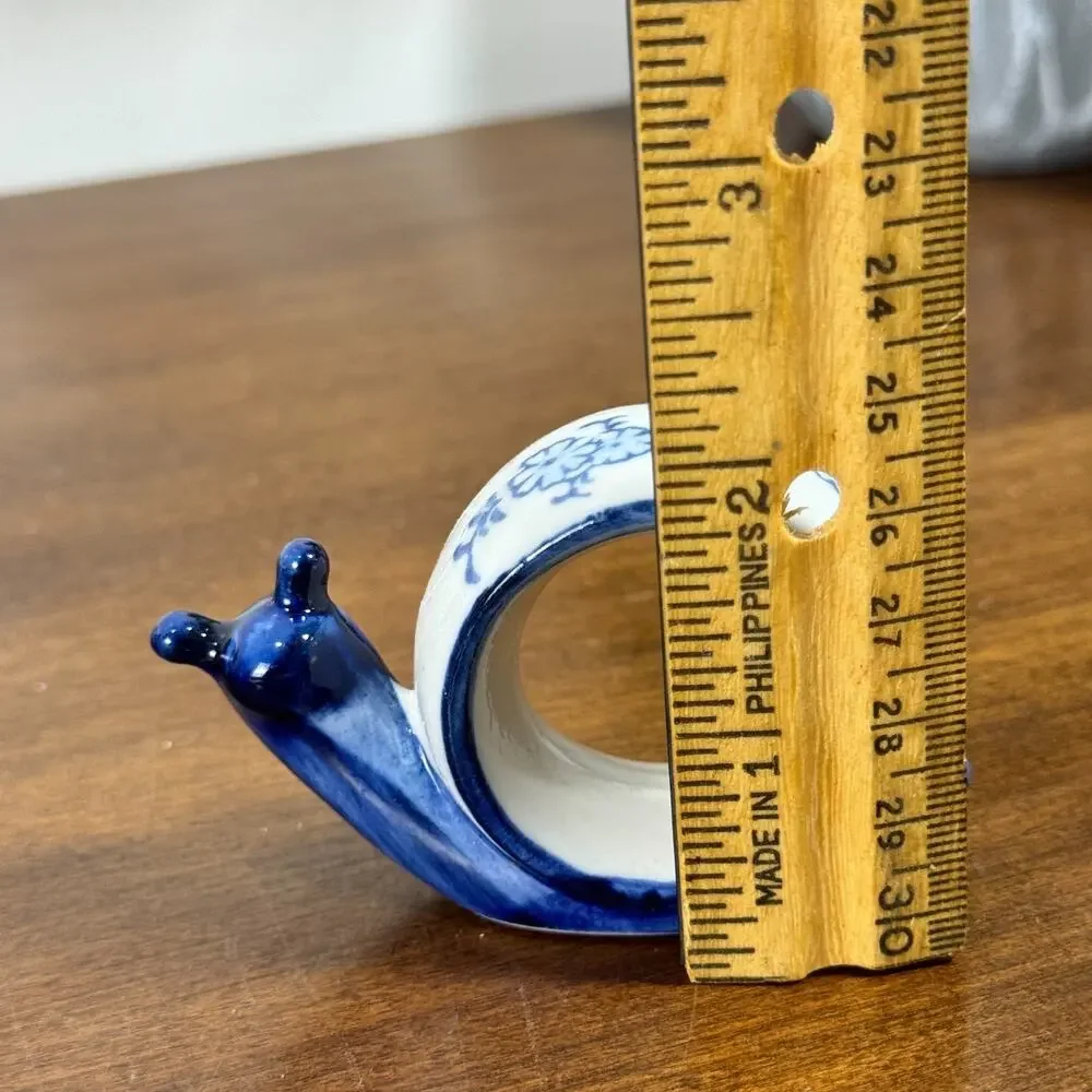 Snail Napkin Rings and Fish Knife Rests Set of 6 each Blue White New in Box